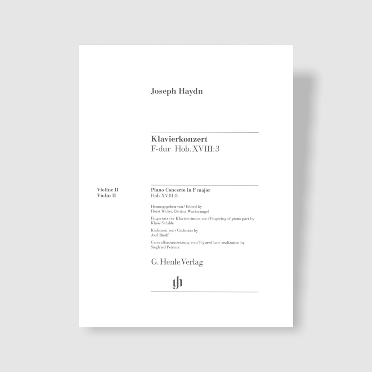 하이든 피아노 협주곡 in F Major, Hob. XVIII:3 [HN.734]